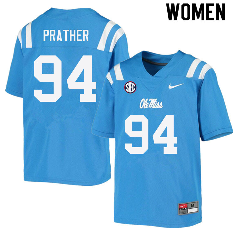 Tavion Prather Ole Miss Rebels NCAA Women's Powder Blue #94 Stitched Limited College Football Jersey IGS2758UK